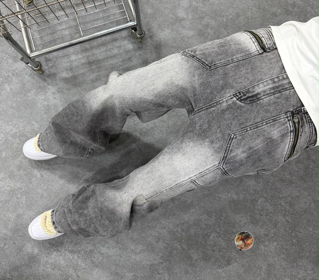Asake Distressed Paint-Splatter Oversized Baggy Jeans — image 2