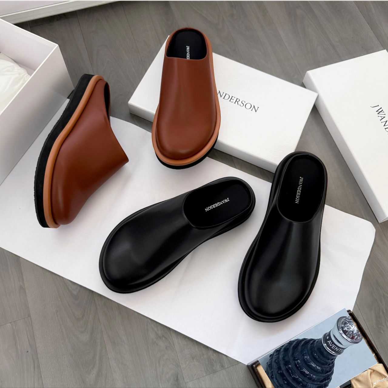 Balenciaga Men’s Cosy BB Leather Slipper Mules — image 1