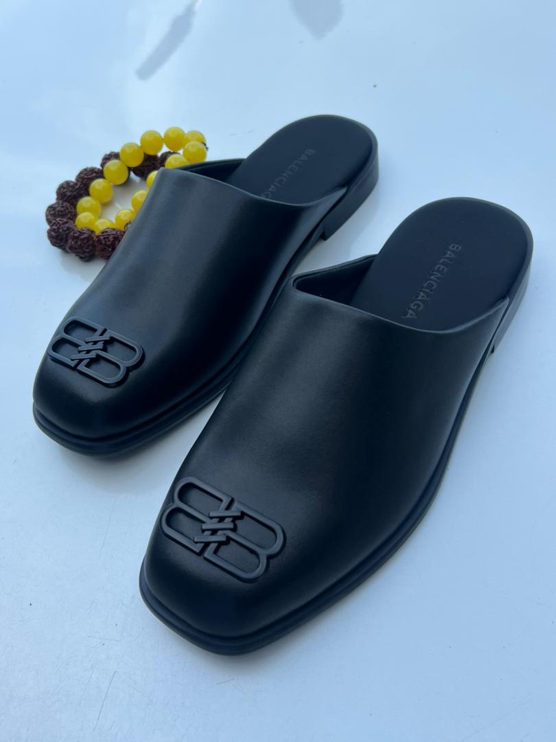 Balenciaga Men’s Cosy BB Leather Slipper Mules — image 2