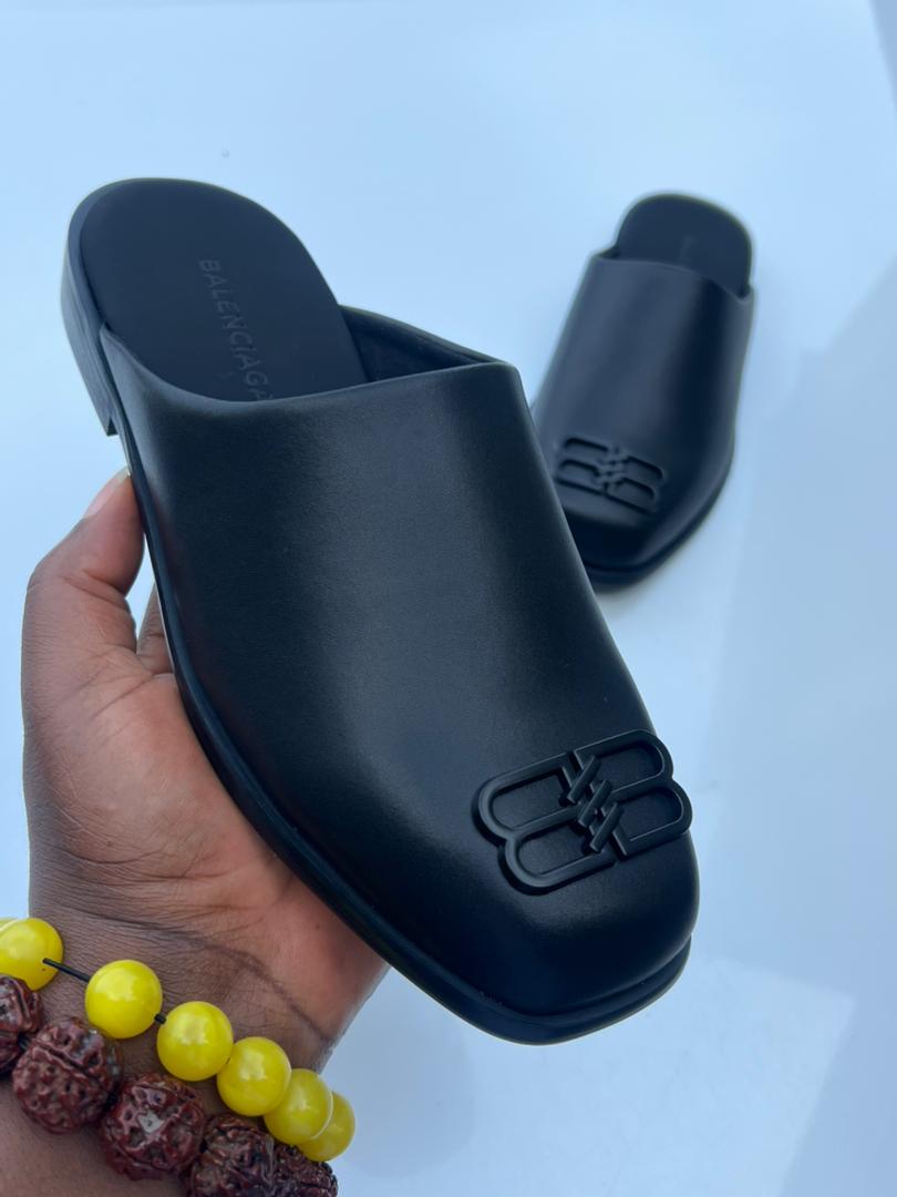 Balenciaga Men’s Cosy BB Leather Slipper Mules — image 3