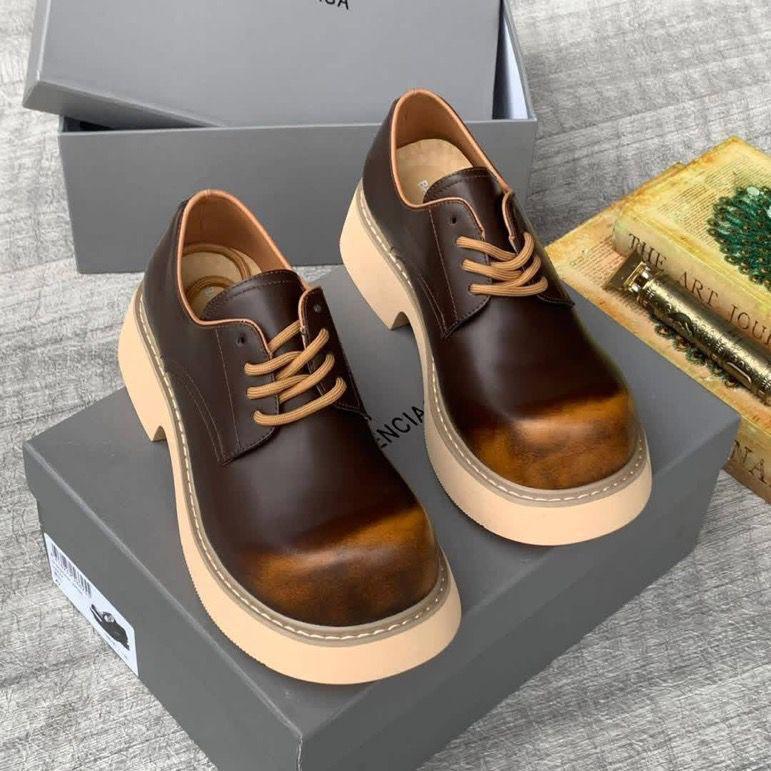 Balenciaga Steroid Derby Shoes – Vintage Burnished Brown / Cream — image 4