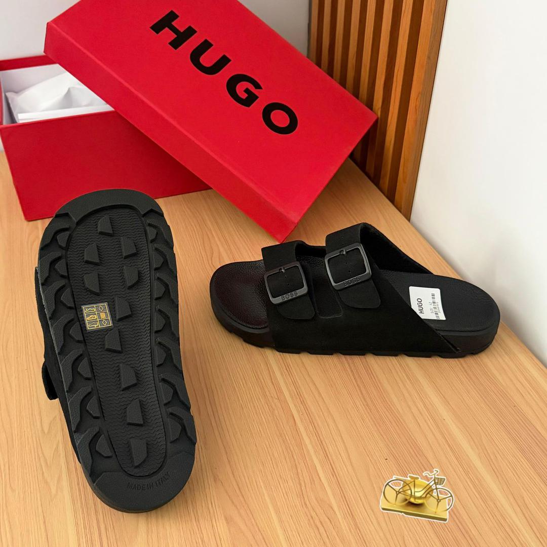 BOSS Menswear Twin-Strap Slides with Branded Buckles