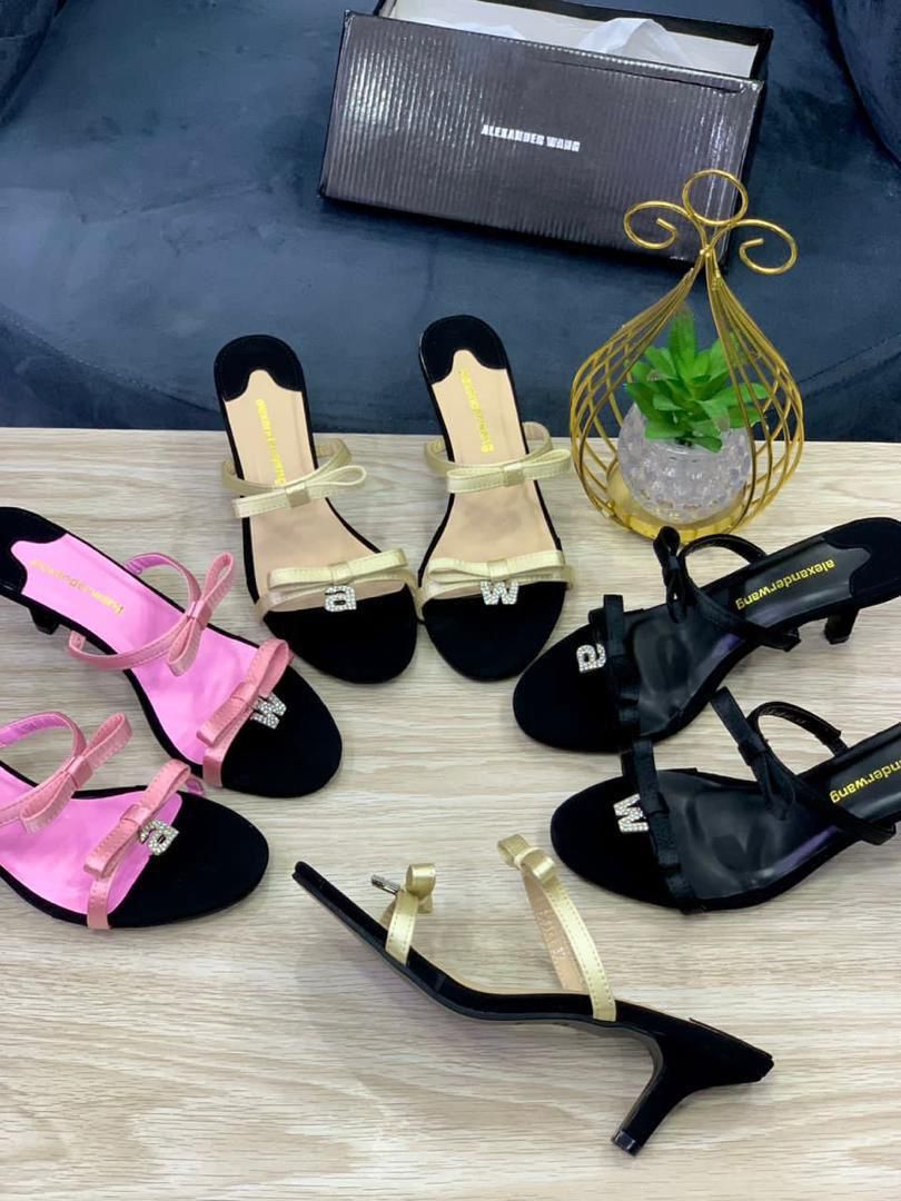 Bow-Detail Kitten Heel Sandals with Crystal Logo