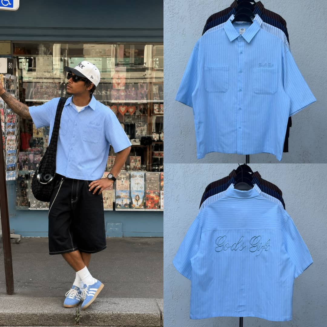 Boxy Striped Streetwear Button-Up Shirt — image 1