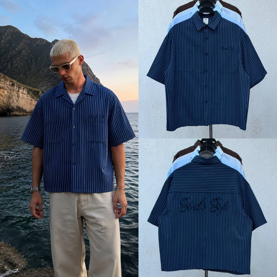 Boxy Striped Streetwear Button-Up Shirt — image 3