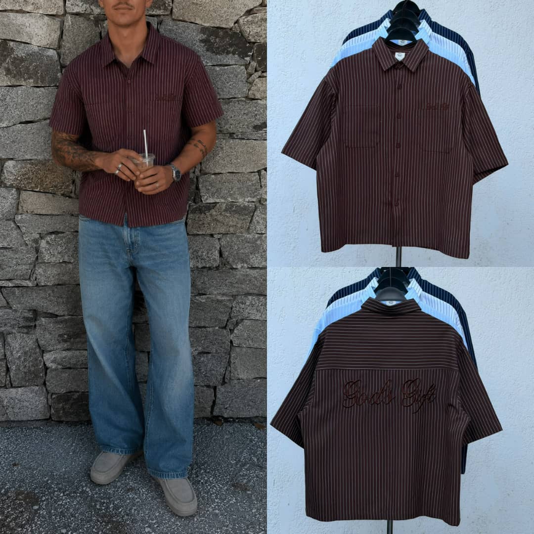 Boxy Striped Streetwear Button-Up Shirt — image 4