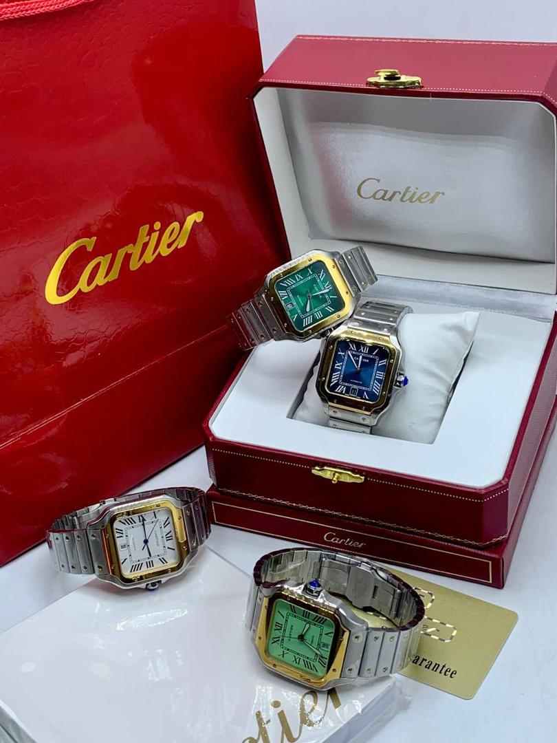 Cartier Edition Santos de Cartier Two-Tone Men's Chain Wristwatch (With Branded Box Set)
