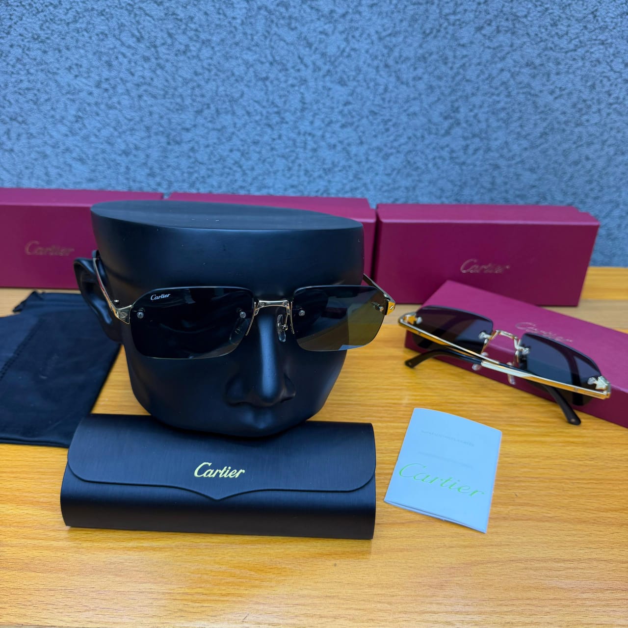 Cartier Rimless Rectangle Sunglasses – Gold Hardware — image 3