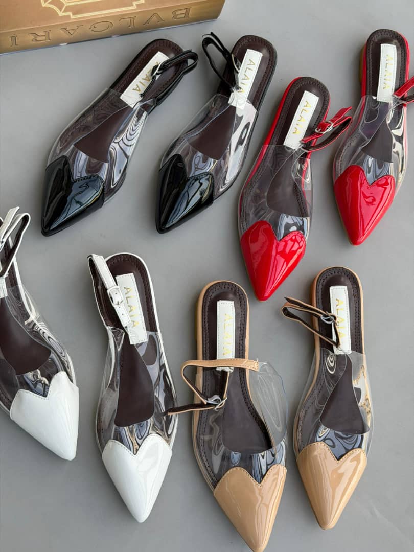 Clear PVC Heart-Toe Pointed Slingback Flat — image 1