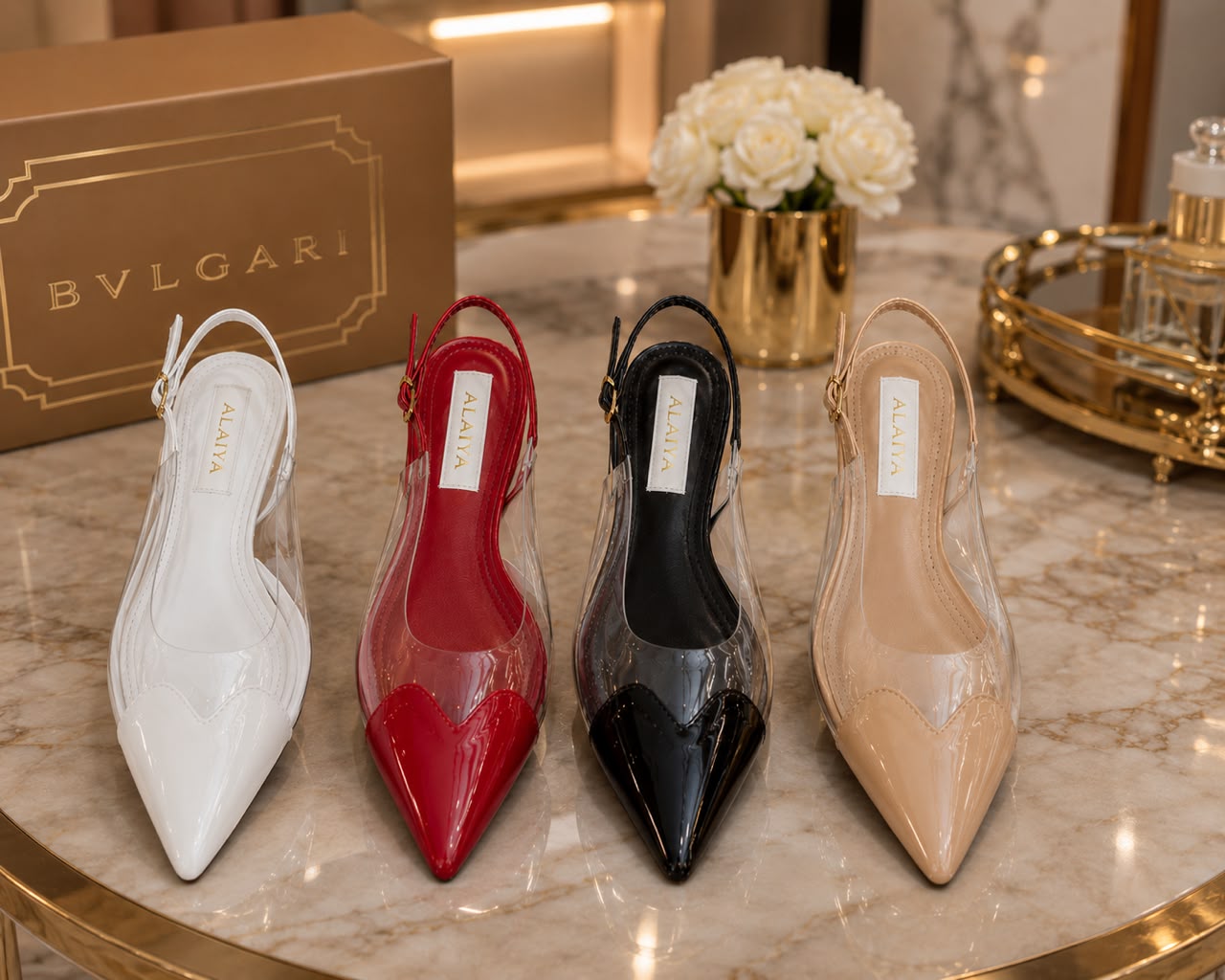 Clear PVC Heart-Toe Pointed Slingback Flat — image 2