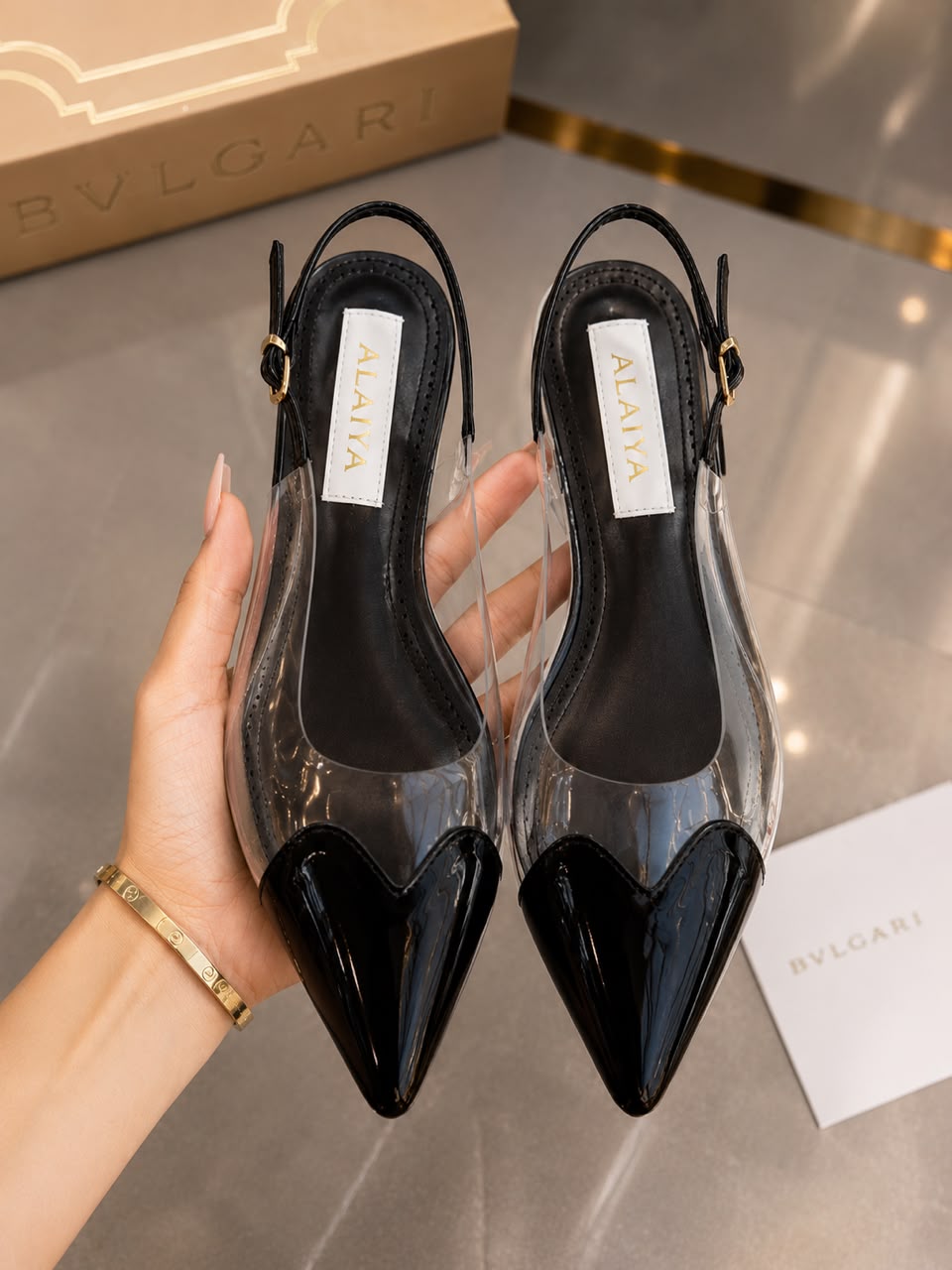 Clear PVC Heart-Toe Pointed Slingback Flat — image 4
