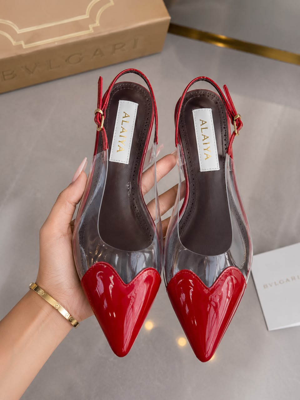 Clear PVC Heart-Toe Pointed Slingback Flat — image 6