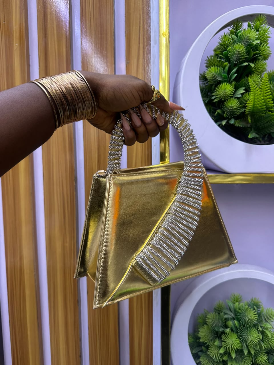 Crystal-Handle Trapeze Mini Top-Handle Bag — image 2