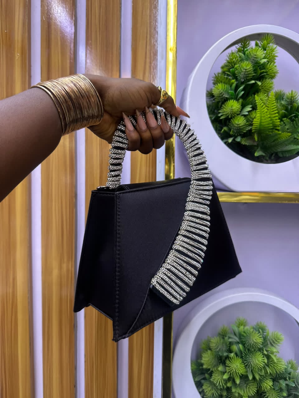 Crystal-Handle Trapeze Mini Top-Handle Bag — image 3