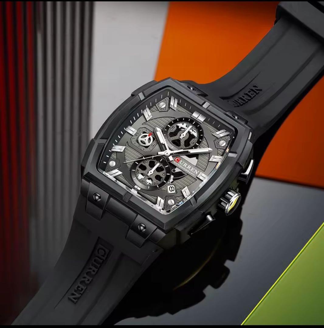 Curren Tonneau Chronograph Watch with Silicone Strap — image 3