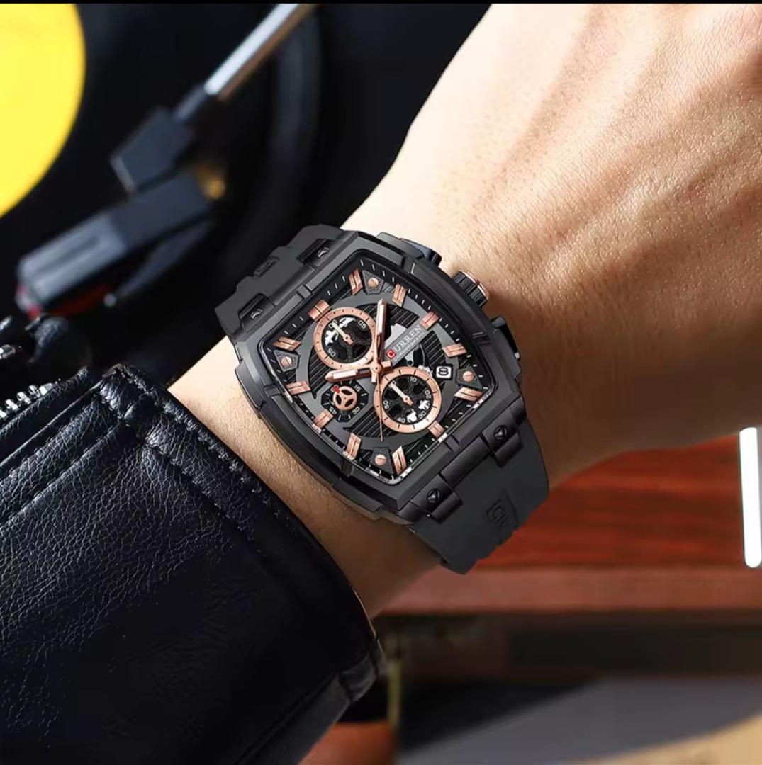 Curren Tonneau Chronograph Watch with Silicone Strap — image 5