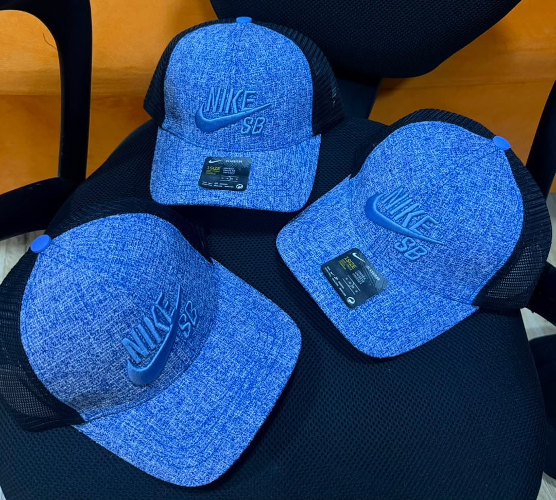 Designer Logo Trucker Caps – Blue Streetwear Collection