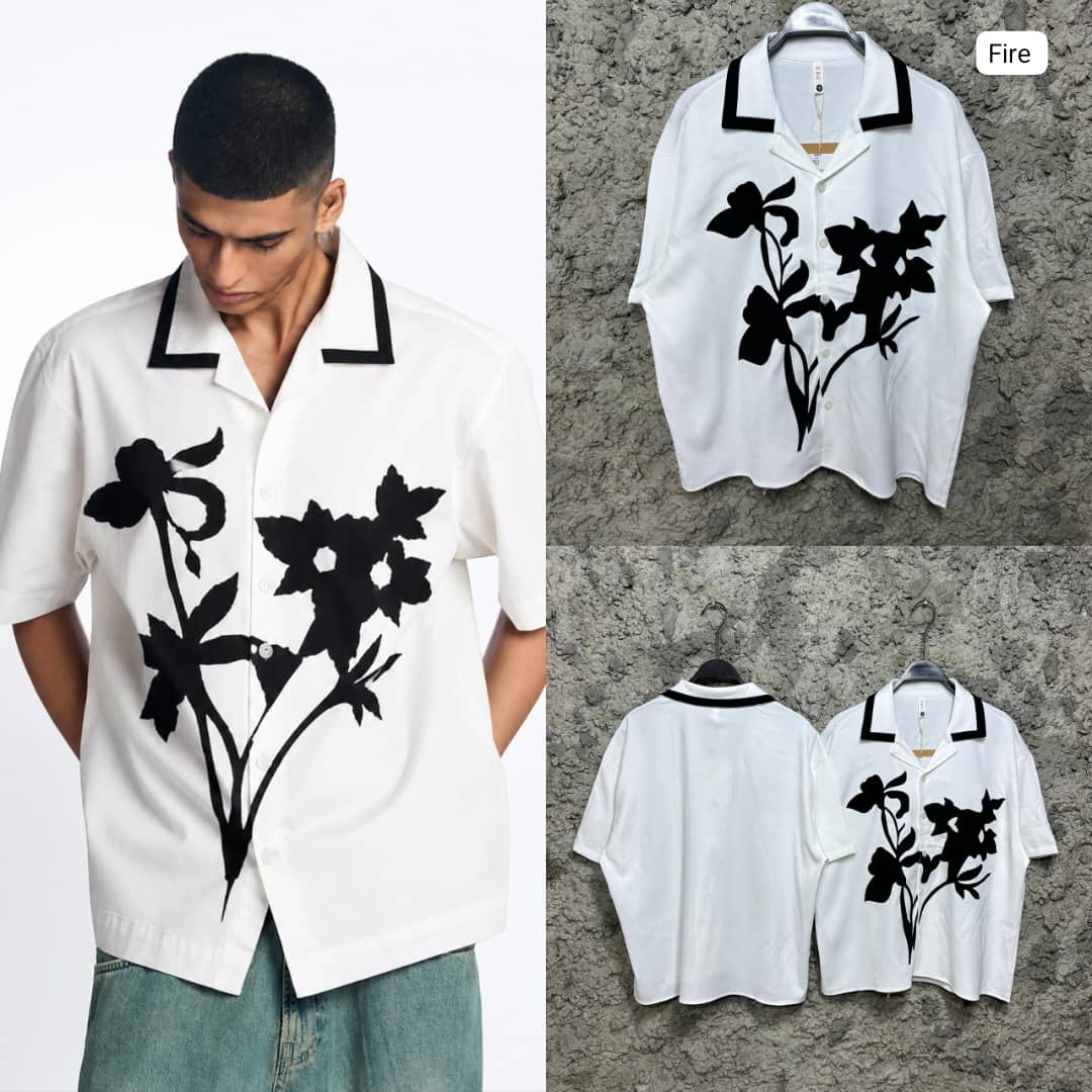DNZ Men's Vintage Aztec Print Cuban Collar Panel Shirt — image 1