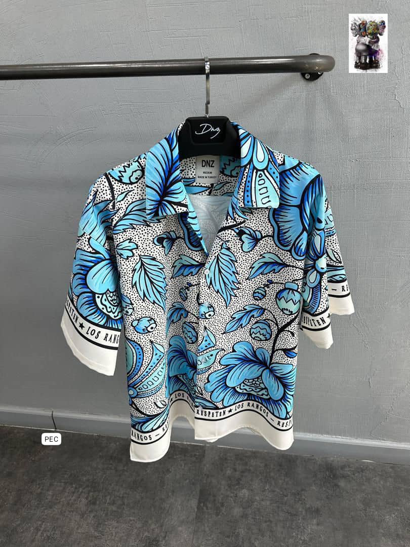 DNZ Men's Vintage Aztec Print Cuban Collar Panel Shirt — image 3