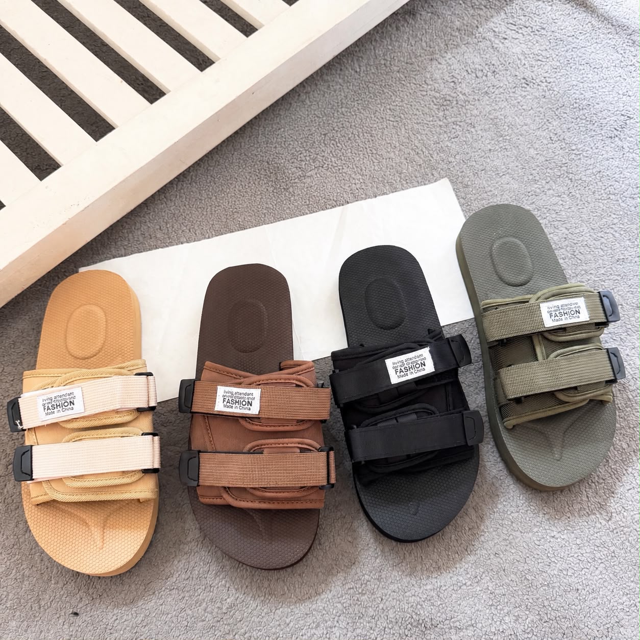 Dual-Strap Tactical Buckle Slide Sandals