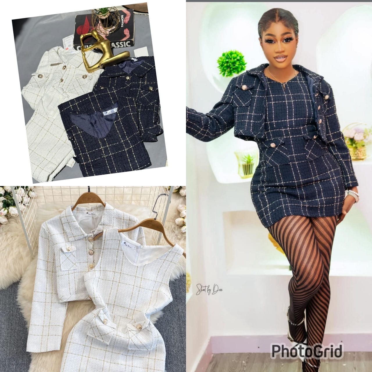 Gold-Thread Tweed Jacket & Mini Skirt Co-ord Set — image 2