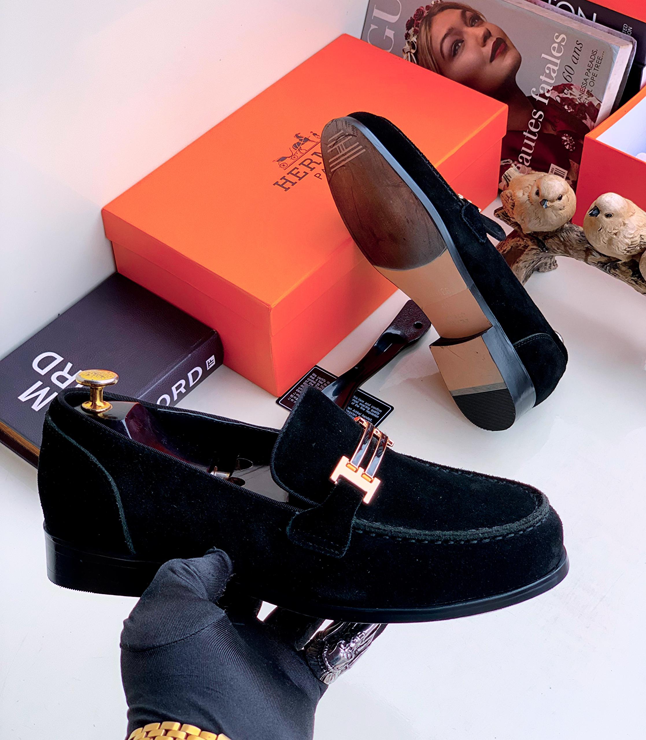 Hermès Paris Men's Suede Loafer with H Buckle — image 1