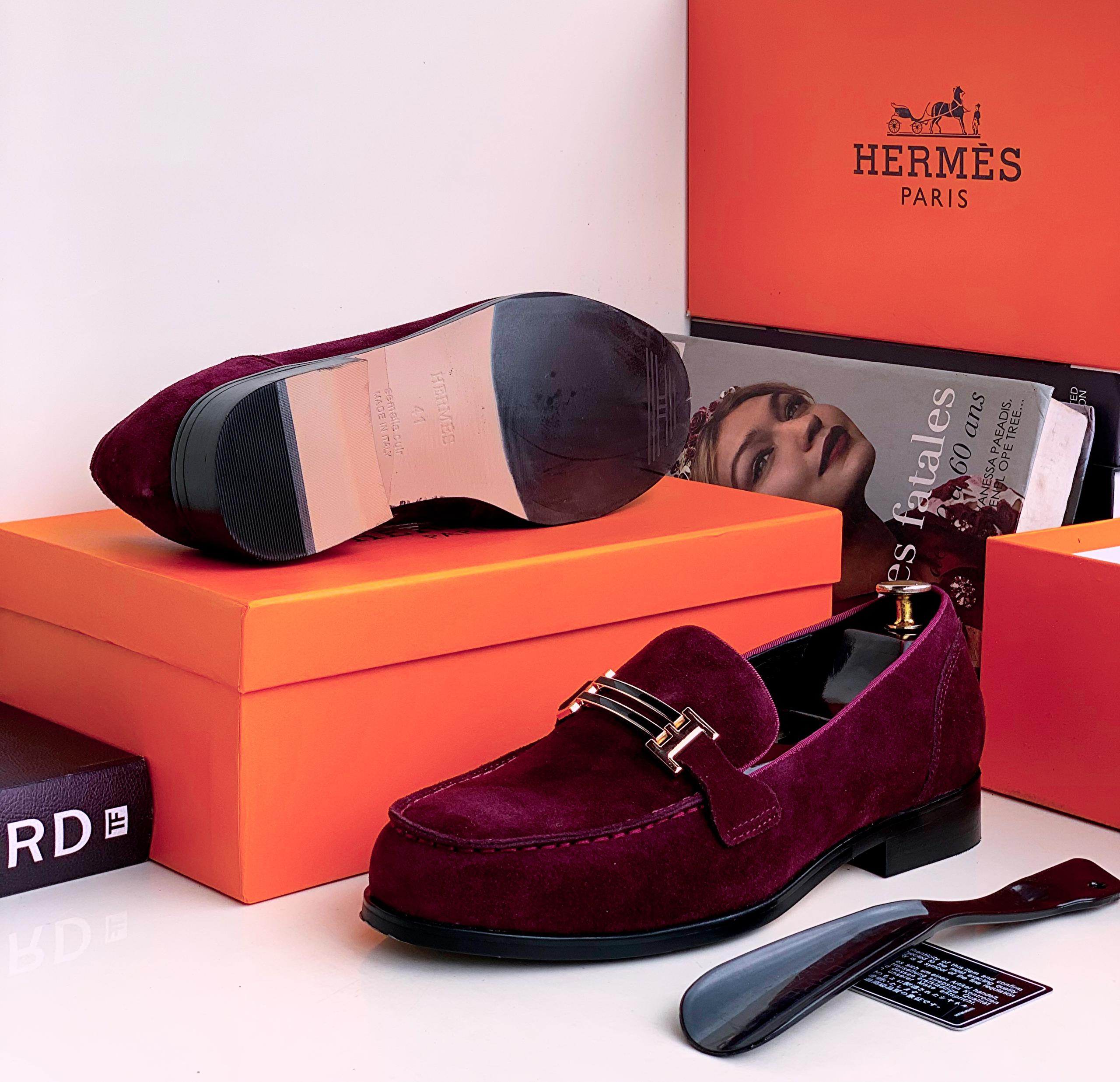 Hermès Paris Men's Suede Loafer with H Buckle — image 2