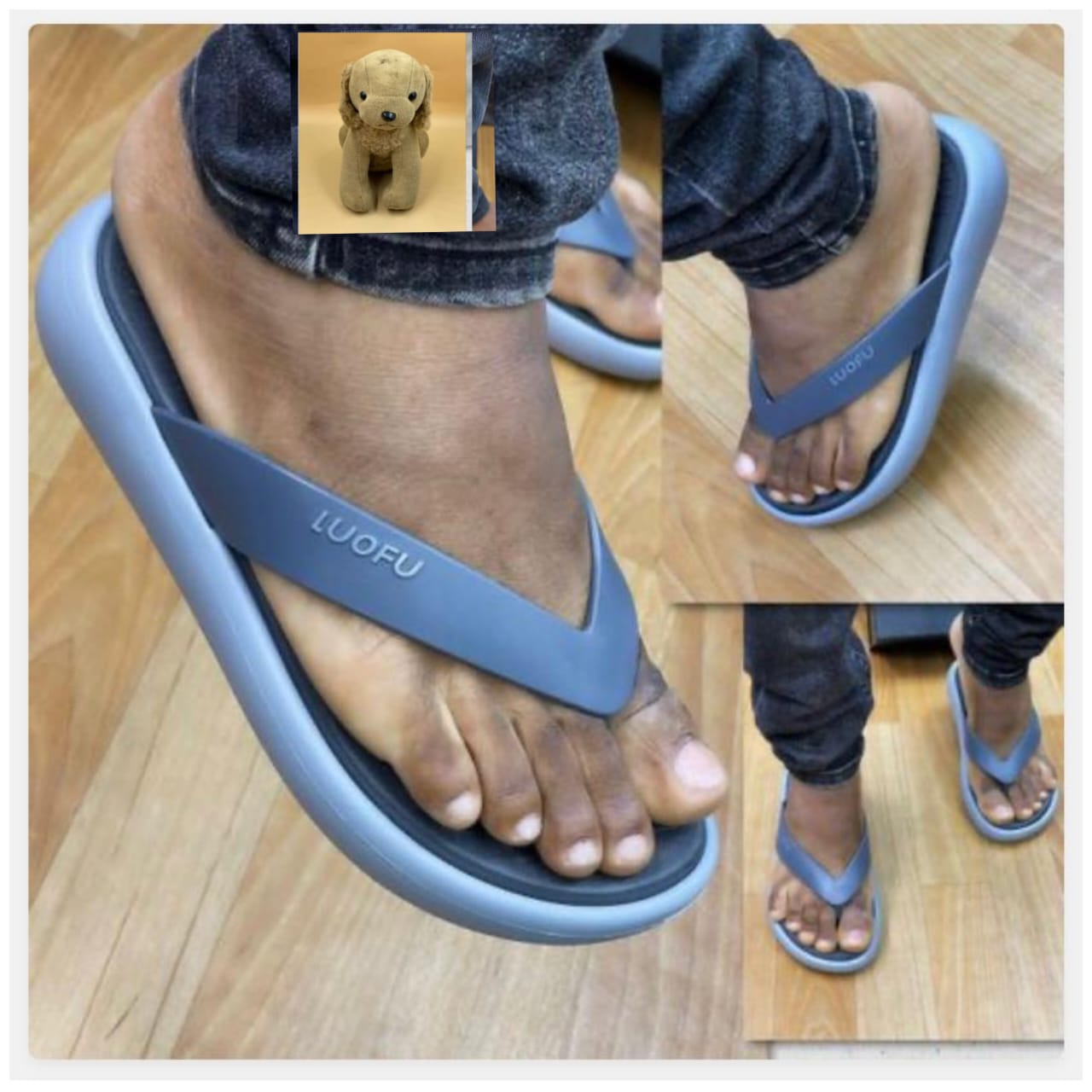 LUOFU Men’s Premium Comfort Thick Sole Flip Flops – Non-Slip Waterproof Summer Slide Slippers
