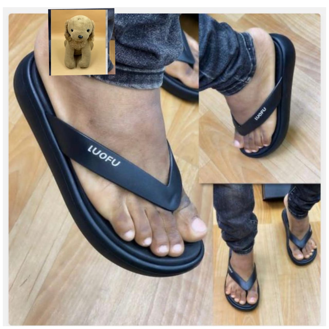 LUOFU Men’s Premium Comfort Thick Sole Flip Flops – Non-Slip Waterproof Summer Slide Slippers — image 3