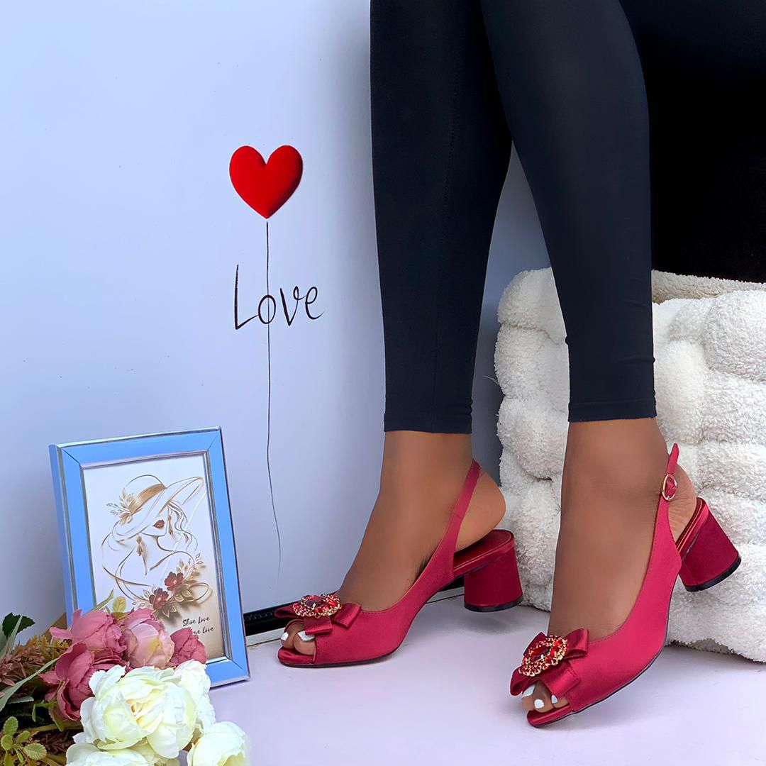 Luxury Embellished Peep-Toe Block Heel Slingback Sandals — image 2