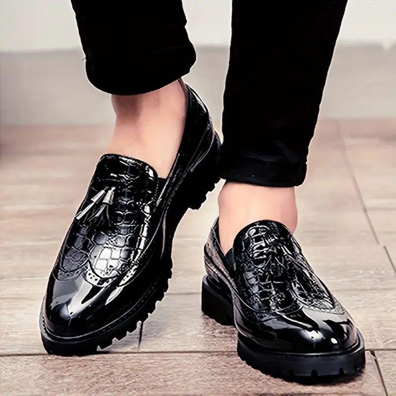 Men's Monochrome Wingtip Tassel Loafers — image 2