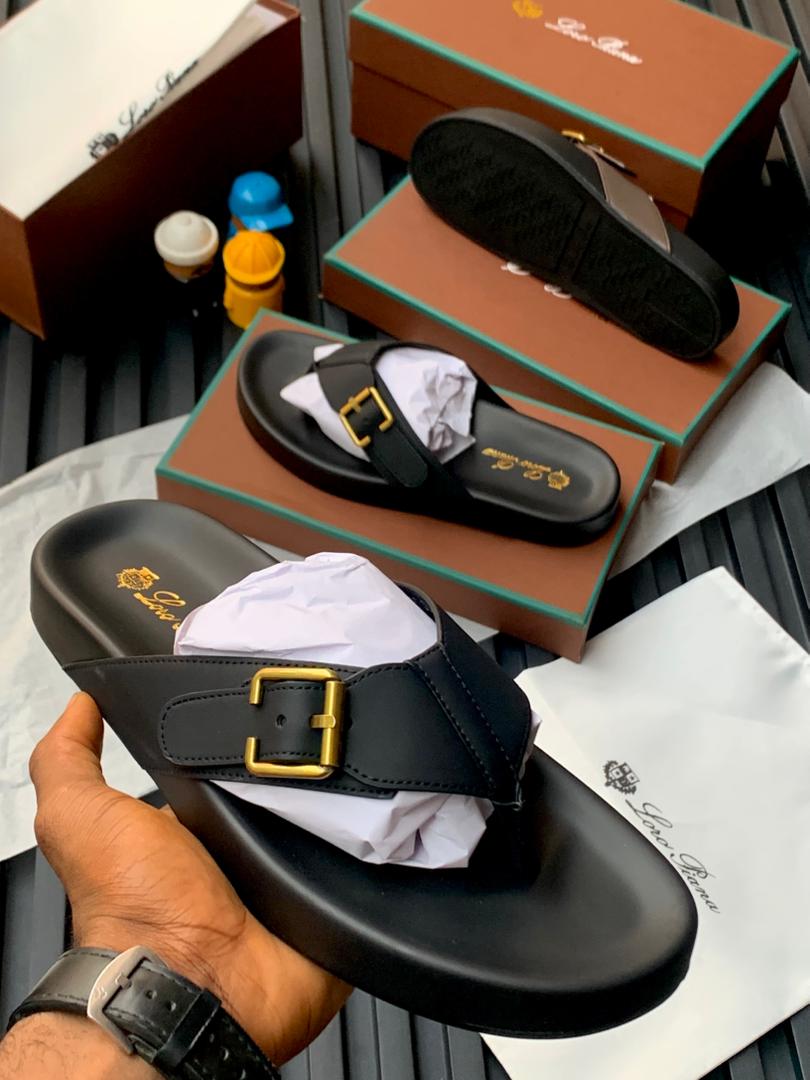 Men's Premium Leather Thong Strap Slides – Luxury Buckle Accent Cushioned Comfort Sandals — image 2