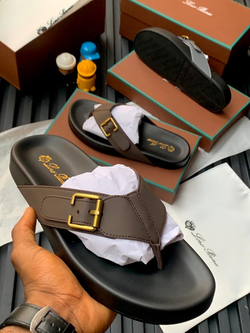 Men's Premium Leather Thong Strap Slides – Luxury Buckle Accent Cushioned Comfort Sandals — image 3