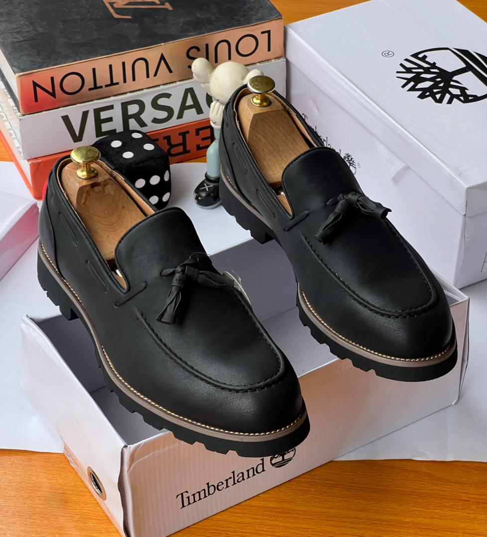 Men's Premium Matte Leather Tassel Boat Loafers – Rugged Lug Sole Contrast Stitch Smart-Casual Shoes — image 1