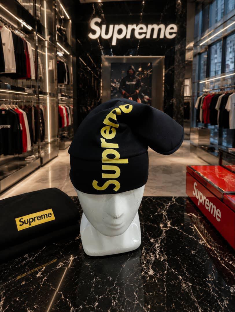 Oversized Graphic Slouch Beanie in Black — image 1