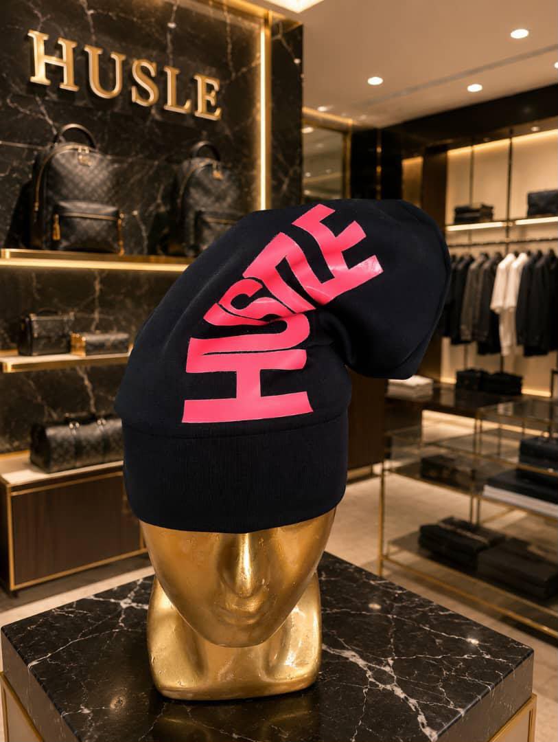 Oversized Graphic Slouch Beanie in Black — image 2
