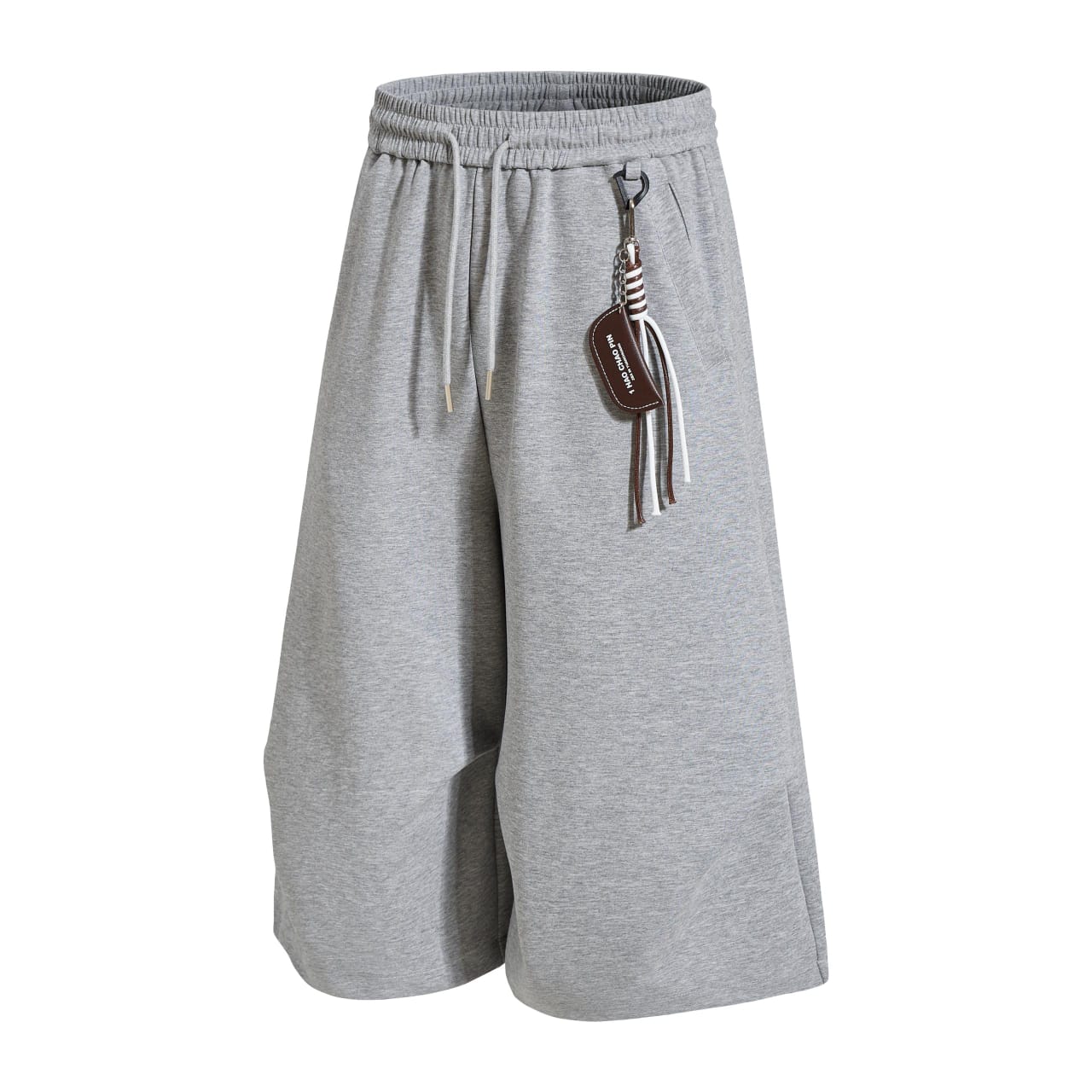 Oversized Wide-Leg Shorts with Keychain Charm — image 3