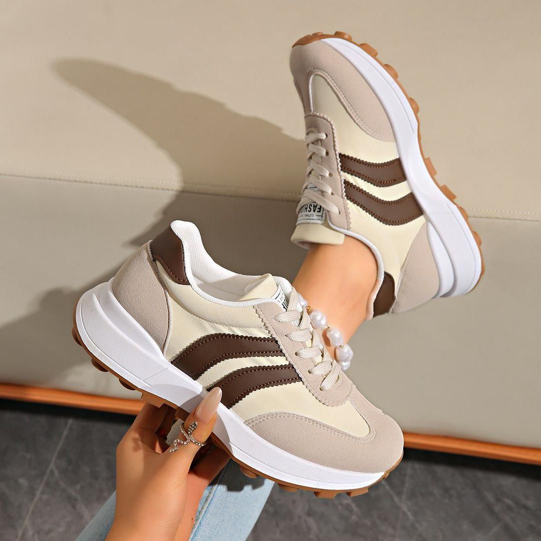Retro Stripe Lace-Up Platform Sneakers — image 1