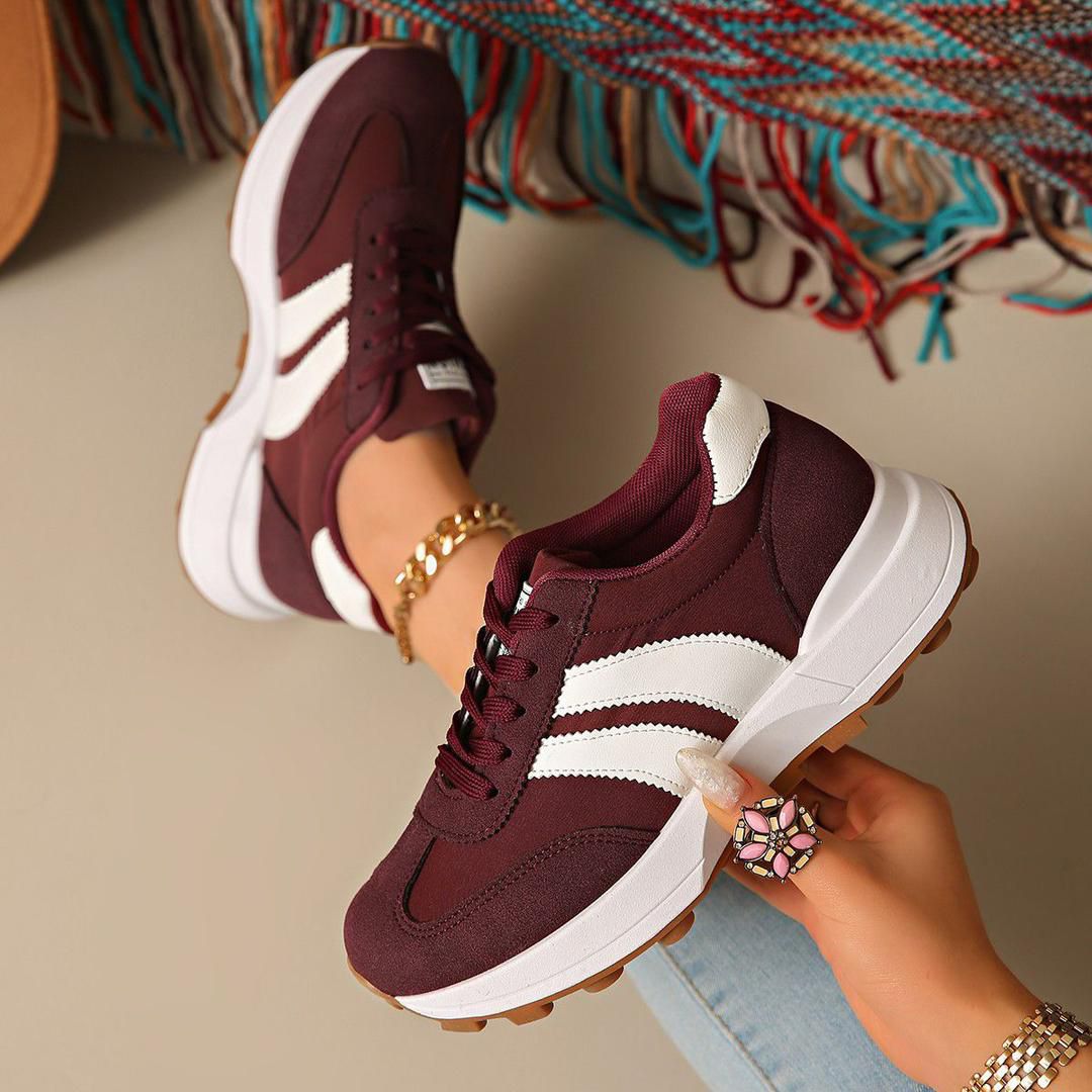 Retro Stripe Lace-Up Platform Sneakers — image 2
