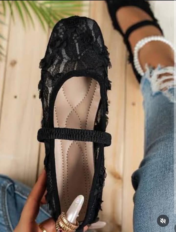 Rosalie 3D Floral Mesh Mary Jane Ballet Flats