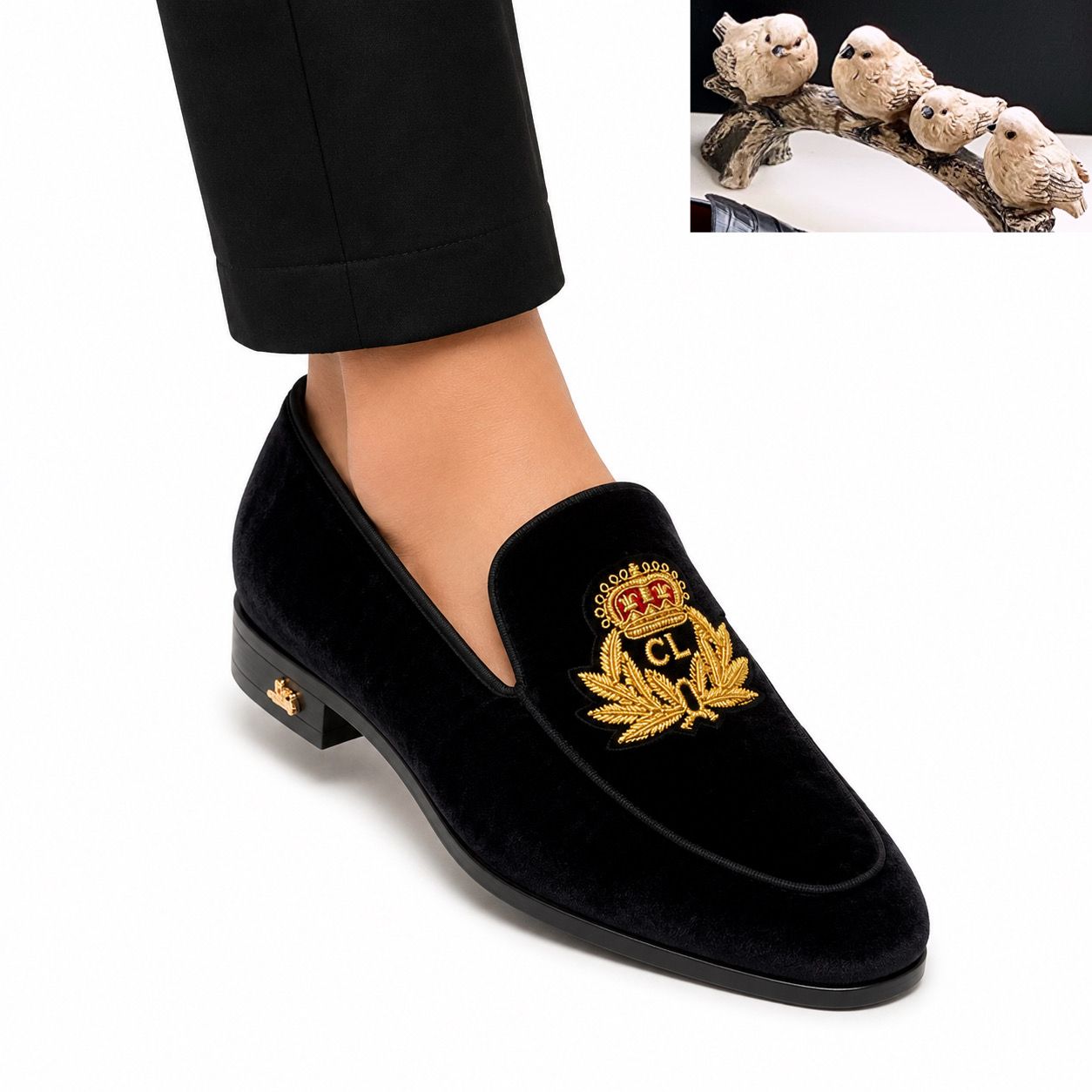 Royal Crest Velvet Loafer with Gold Emblem — image 1
