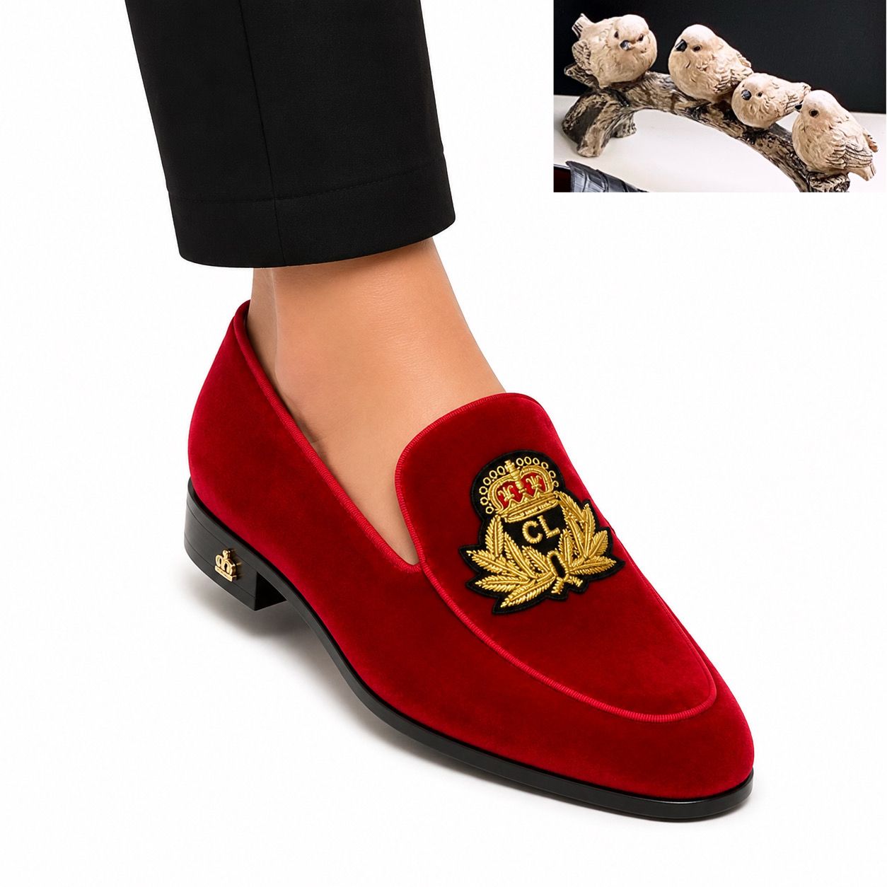 Royal Crest Velvet Loafer with Gold Emblem — image 2