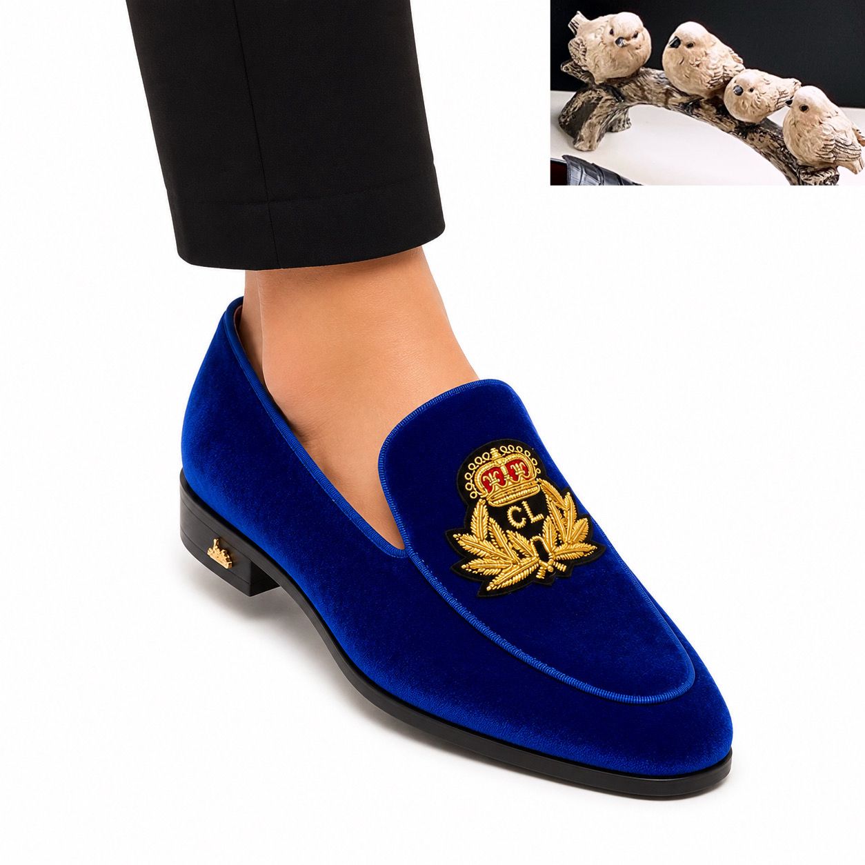 Royal Crest Velvet Loafer with Gold Emblem — image 3