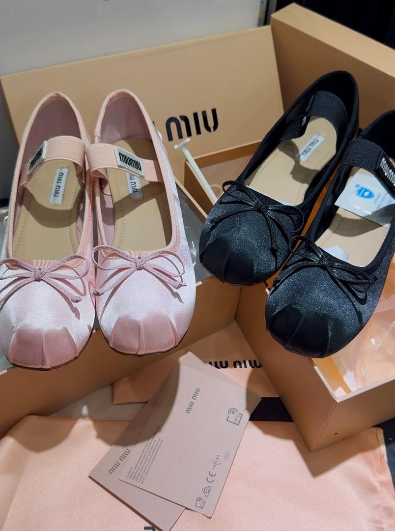 Satin Bow Ballet Flats – Blush Pink & Midnight Black — image 1
