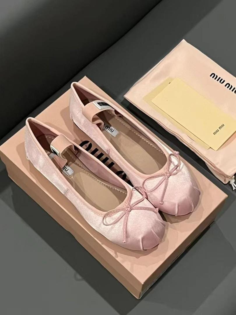 Satin Bow Ballet Flats – Blush Pink & Midnight Black — image 3