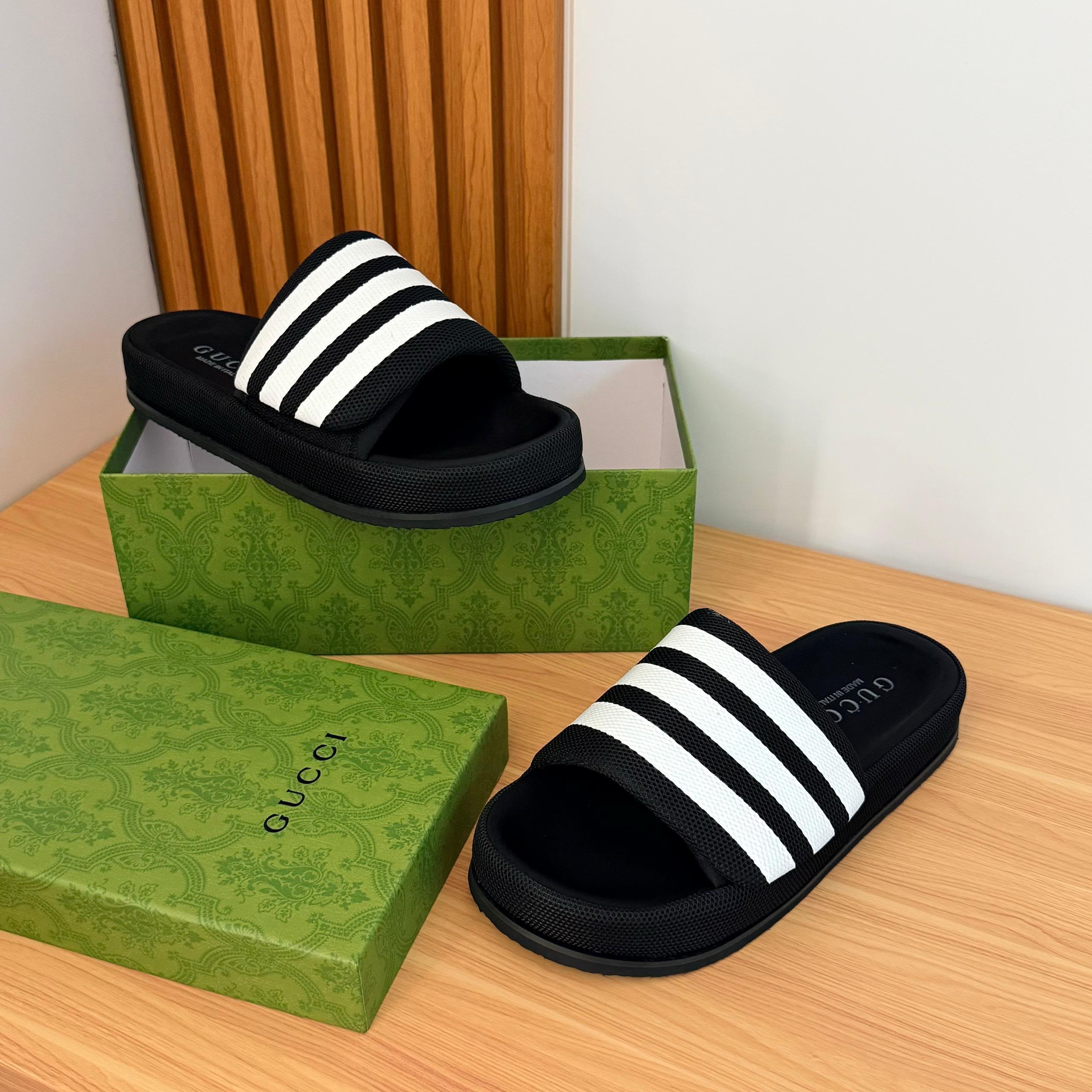 Striped Mesh Platform Slide Sandals – Unisex — image 2