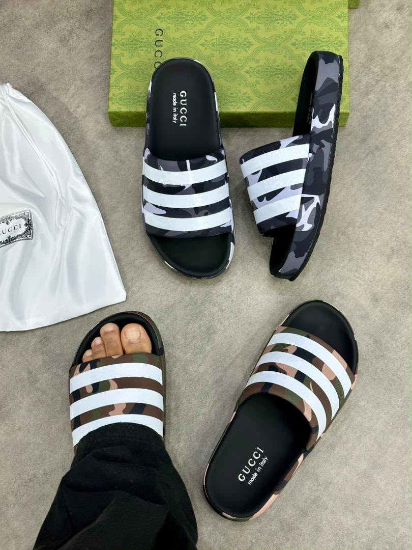 Striped Pool Slide Sandals – Multi-Colour Options — image 1
