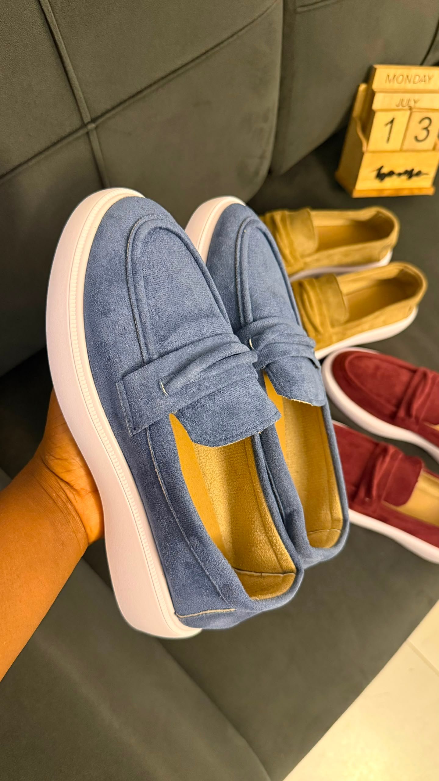 Suede Penny Loafer Sneaker on White Platform Sole — image 4