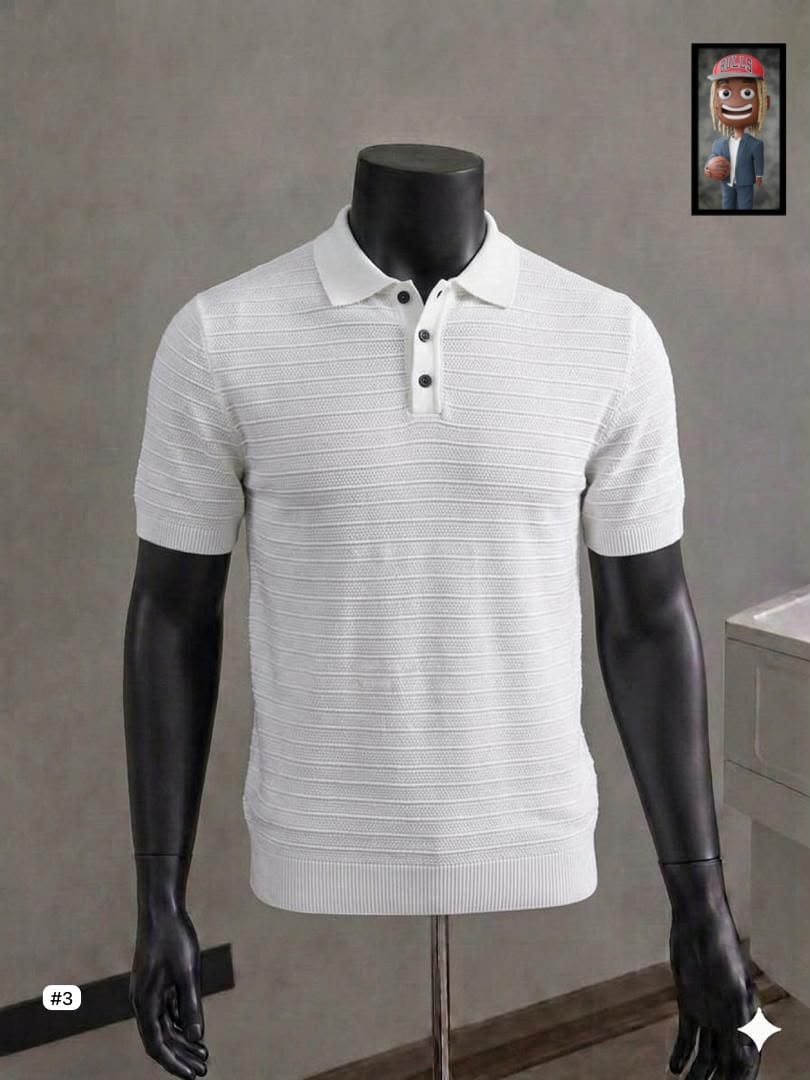 Textured Knit Polo Shirt – Multi-Colour Options — image 1