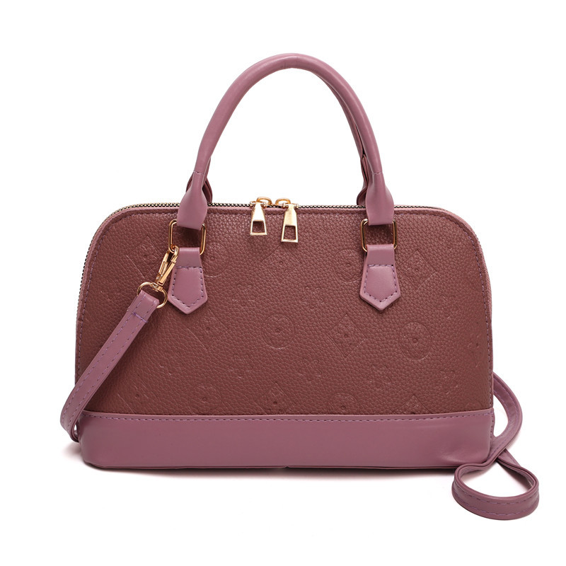 The Aria Debossed Monogram Dome Bag – Structured Top-Handle Satchel with Crossbody Strap — image 5